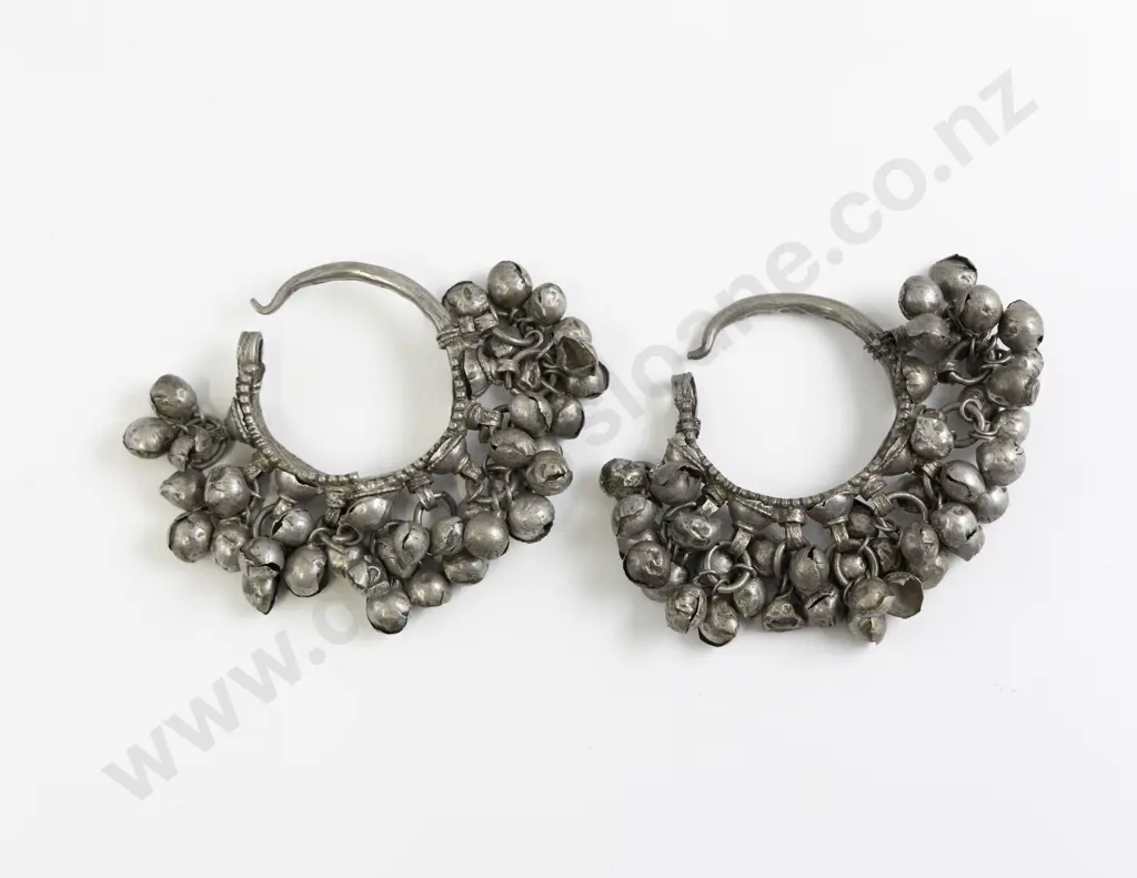 Antique Yemeni Silver Metal Hoop Earrings Image 1++