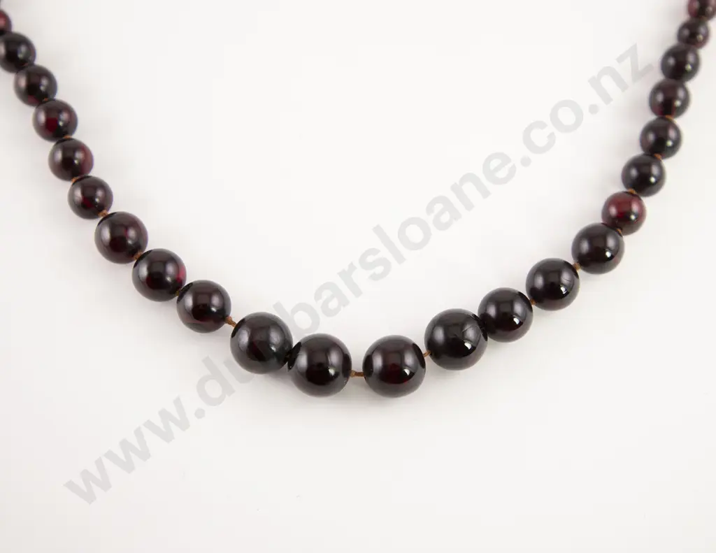 Victorian Single Strand Graduated Cherry Amber Bead Necklace Image 1++