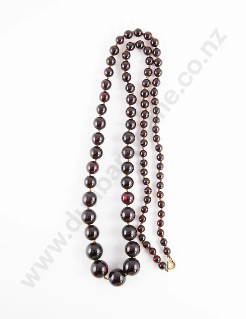 Victorian Single Strand Graduated Cherry Amber Bead Necklace Image 1++