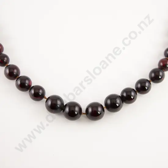 Victorian Single Strand Graduated Cherry Amber Bead Necklace