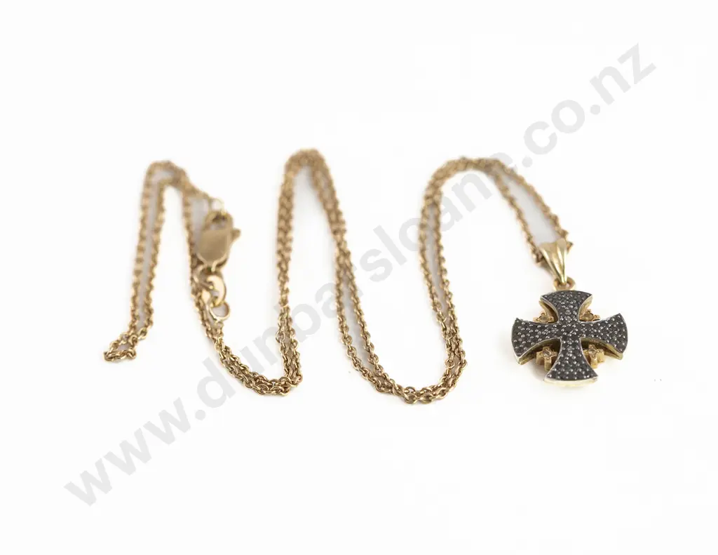 14ct Sapphire and Diamond Cross Pendant Image 1++
