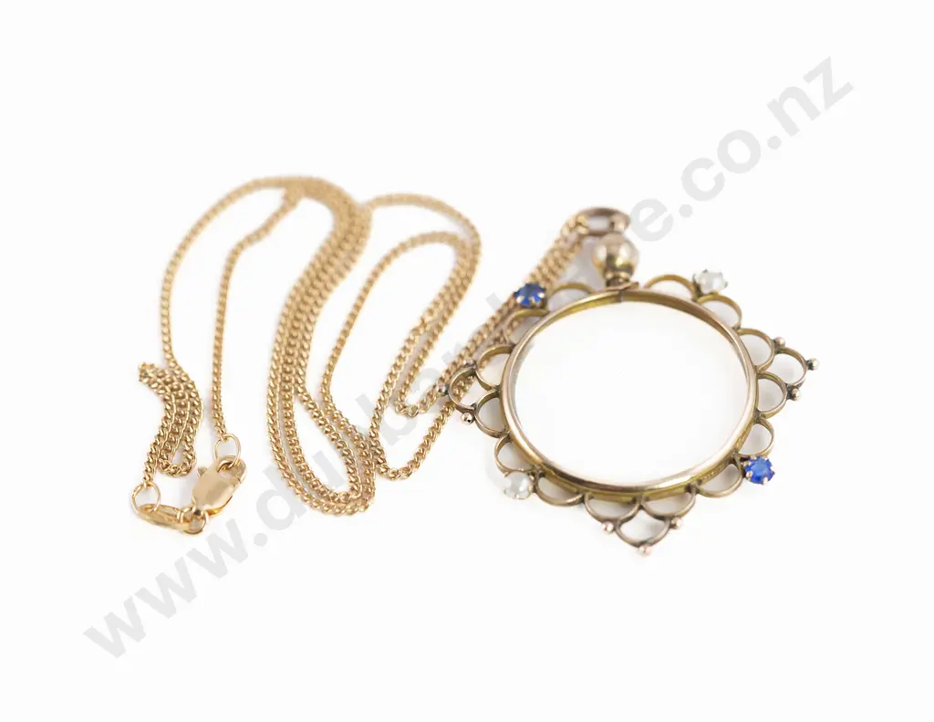 Edwardian 9ct Gem Set Double Sided Circular Photo Locket Image 1++