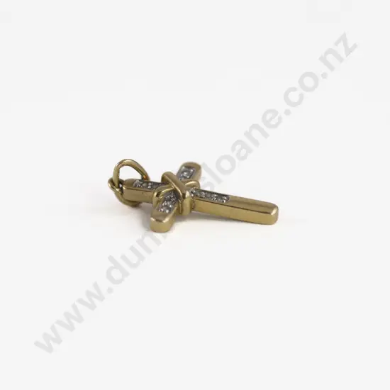 Small 9ct and Diamond Cross Pendant Charm