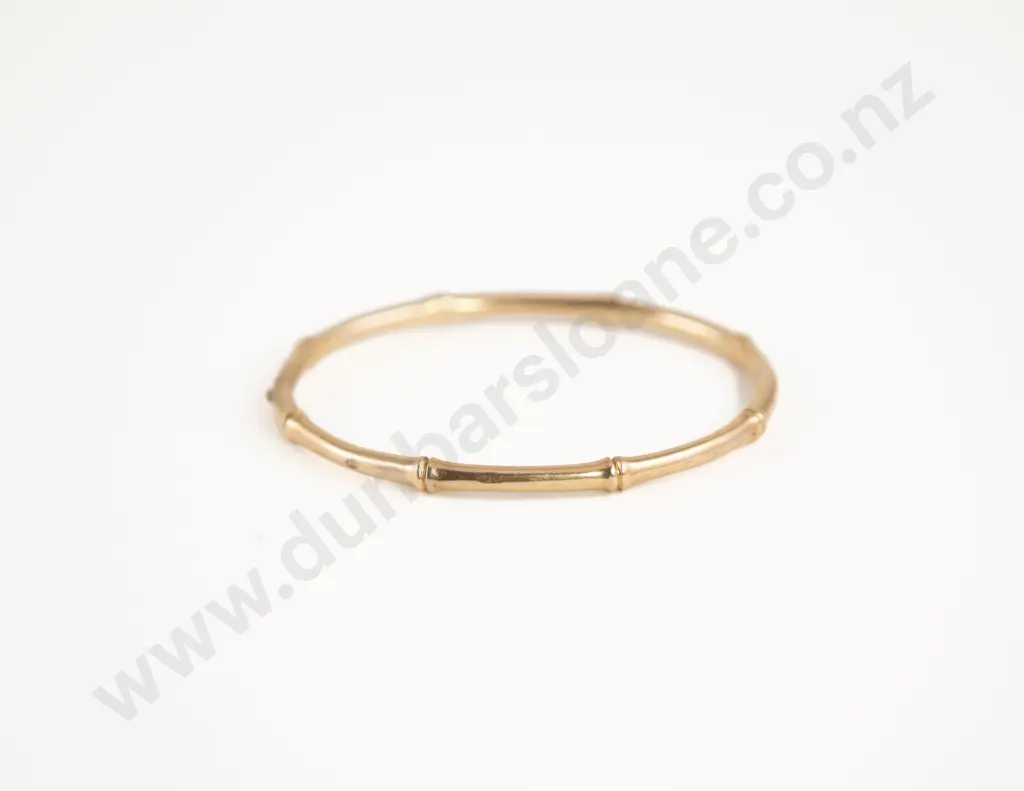 9ct Thin Bamboo Pattern Hinged Snap Bangle Image 1++