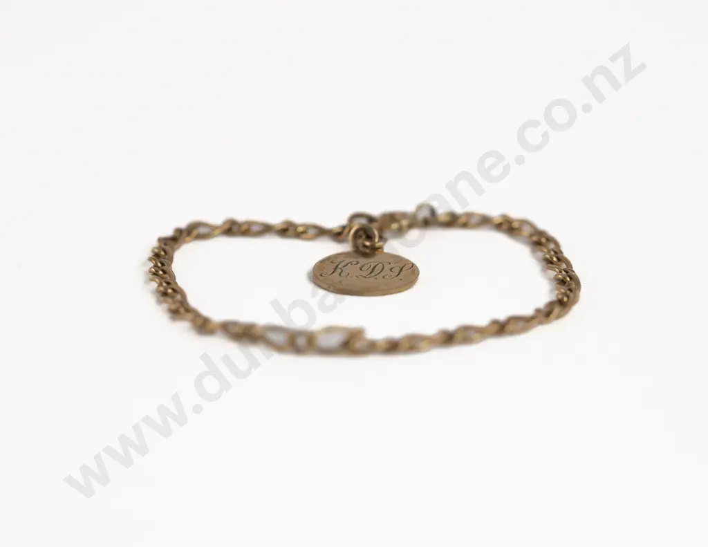 9ct Childs MIxed Curb Link Bracelet Image 1++