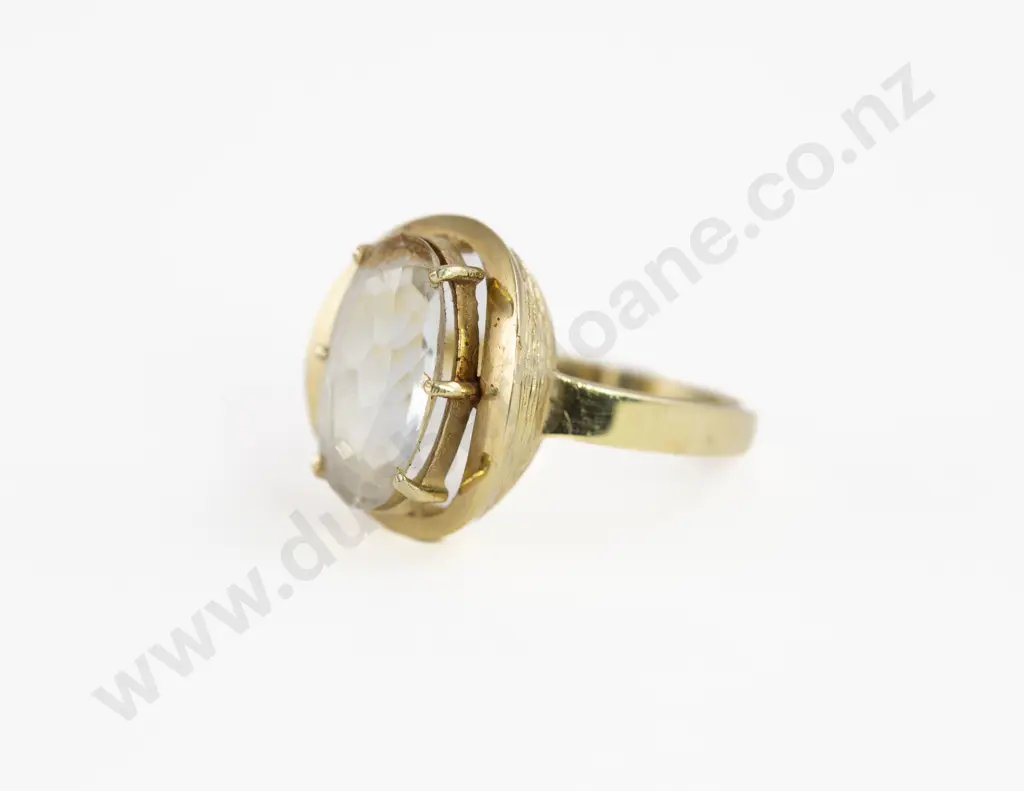 14ct Single Rock Crystal Dress Ring Image 1++