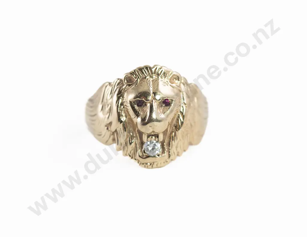 9ct Lion Mask Gents Dress Ring Image 1++
