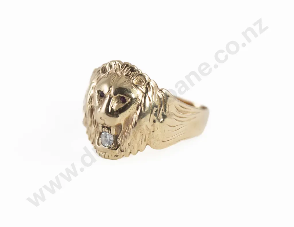 9ct Lion Mask Gents Dress Ring Image 1++