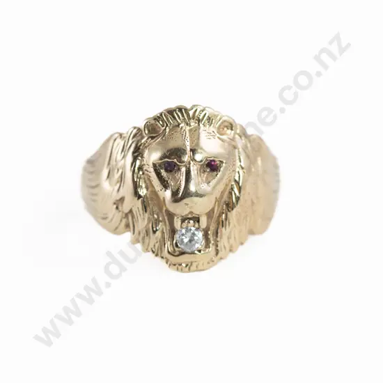 9ct Lion Mask Gents Dress Ring