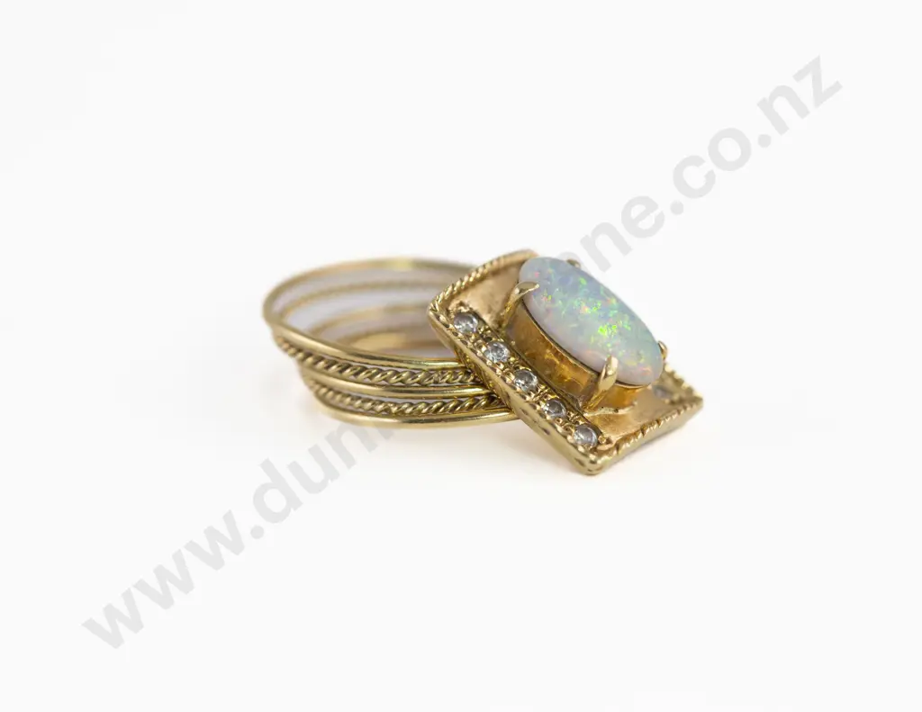 18ct Opal and Cubic Zirconia Dress Ring Image 1++