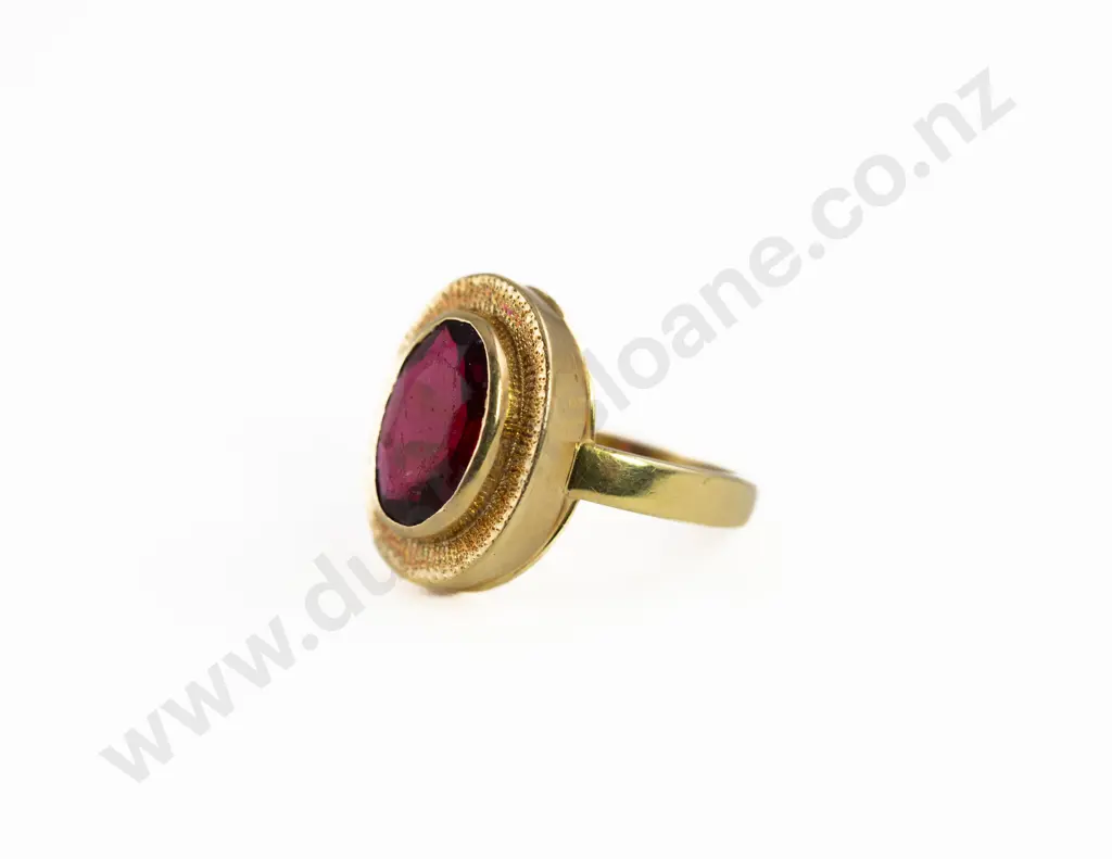 18ct Single Imitation Ruby Dress Ring Image 1++