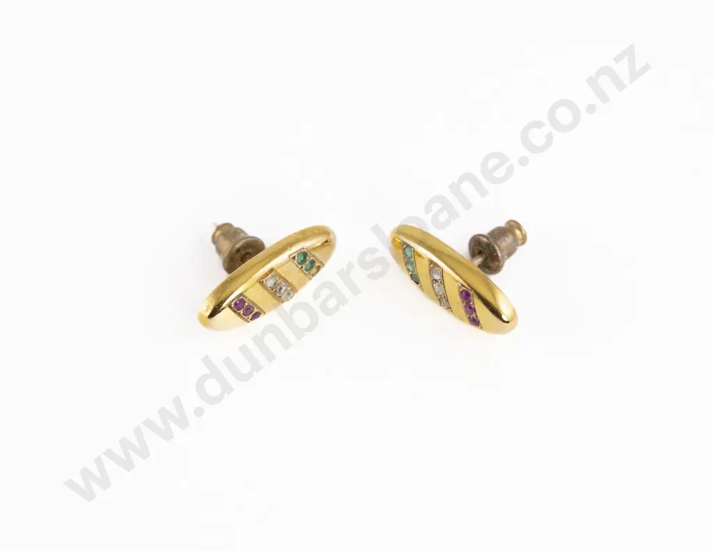 Pair 18ct Gem Set Stud Earrings Image 1++