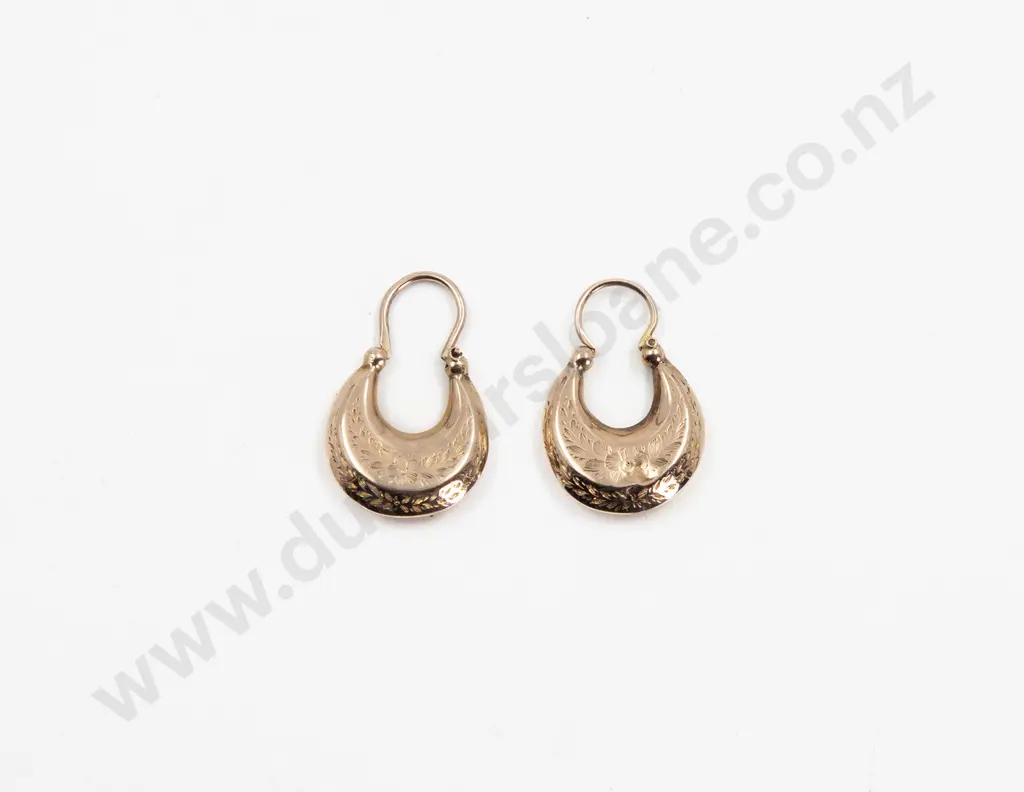 Pair 9ct Pendant Hoop Earrings Image 1++
