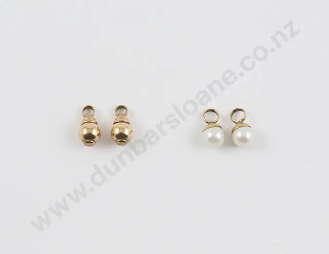 Pair 9ct 'Ball' Earring Hoop Hangers and Pair Cultured Pearl Hangers Image 1++