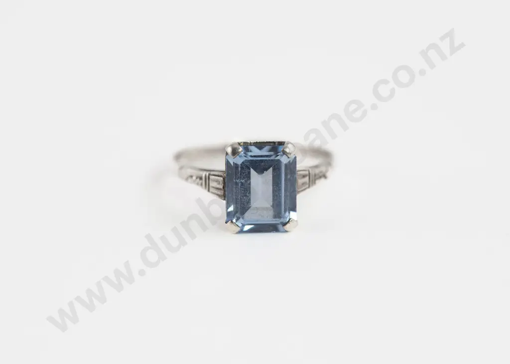 9ct White Gold Single Topaz Ring Image 1++