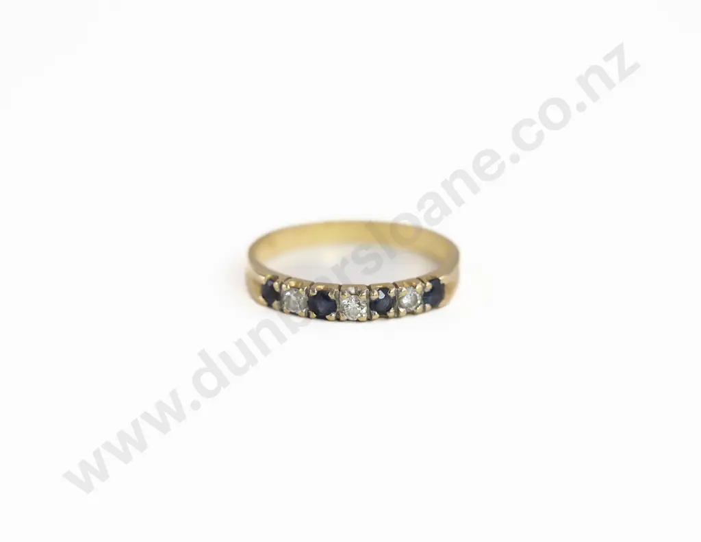 18ct Seven Stone Sapphire and Diamond Eternity Band Ring Image 1++