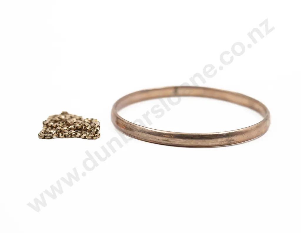 9ct Neck Chain with 9ct Silver Lined Bangle Image 1++
