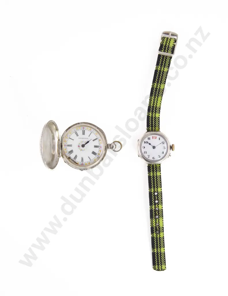 .800 Silver Open Face Small Pocket Watch Image 1++