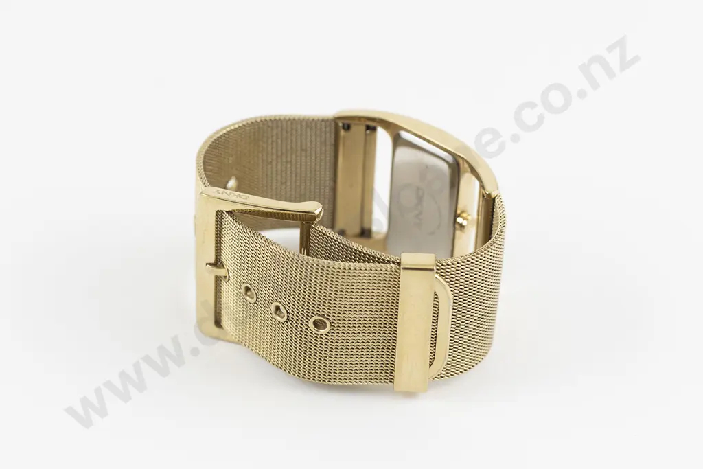 DKNY Vintage Stainless Steel Gilt Mesh Dress Wrist Watch Image 1++