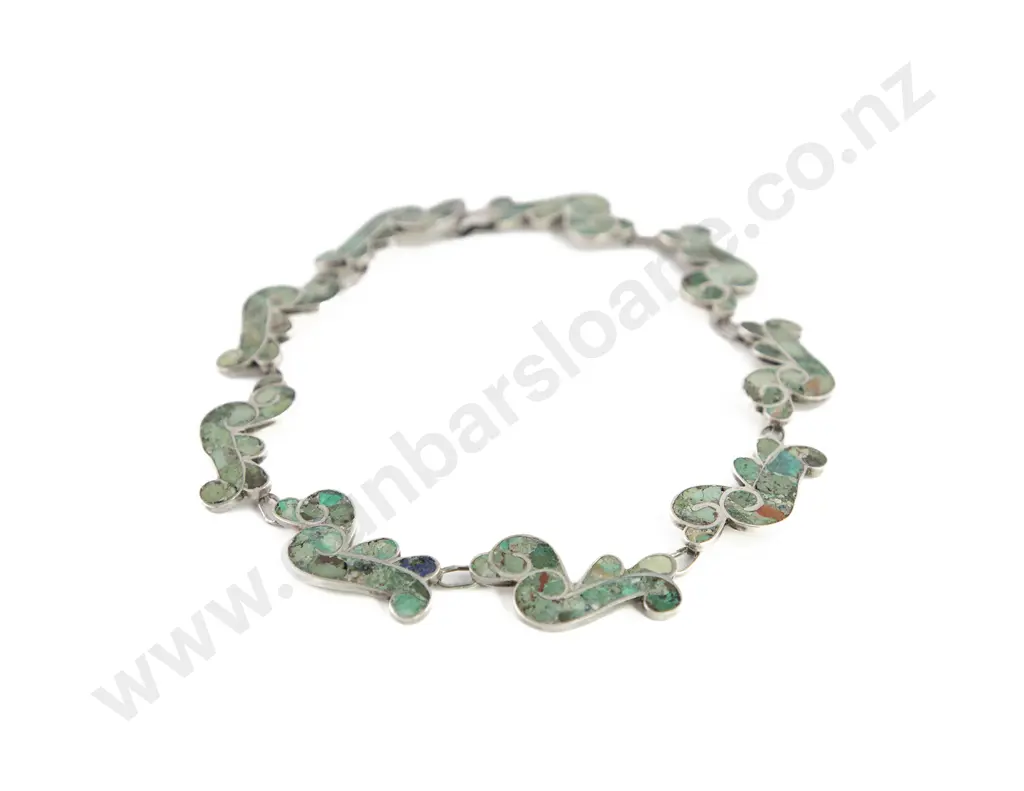Vintage Mexican Sterling Silver and Turquoise Necklace Image 1++