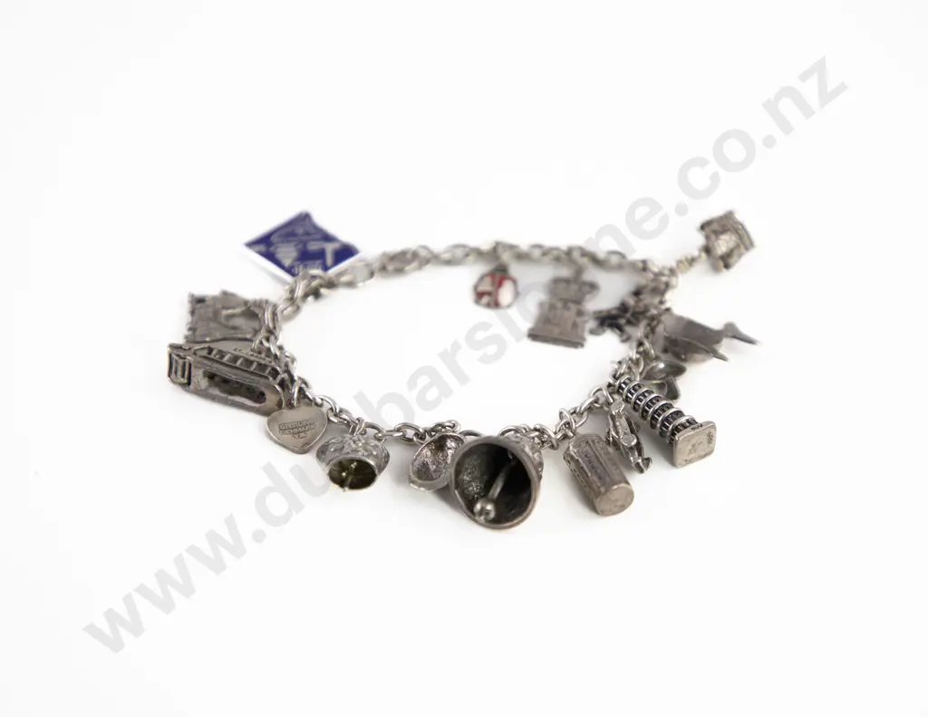 S/S Trace Link Charm Bracelet with 16 charms attached Image 1++