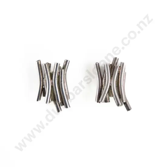 C1980's Patrick Meyer Silver Plate Clip Earrings