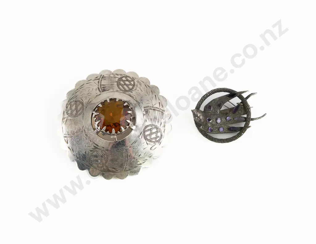 Large S/Plate Scottish Cairngorm Kilt Brooch Image 1++
