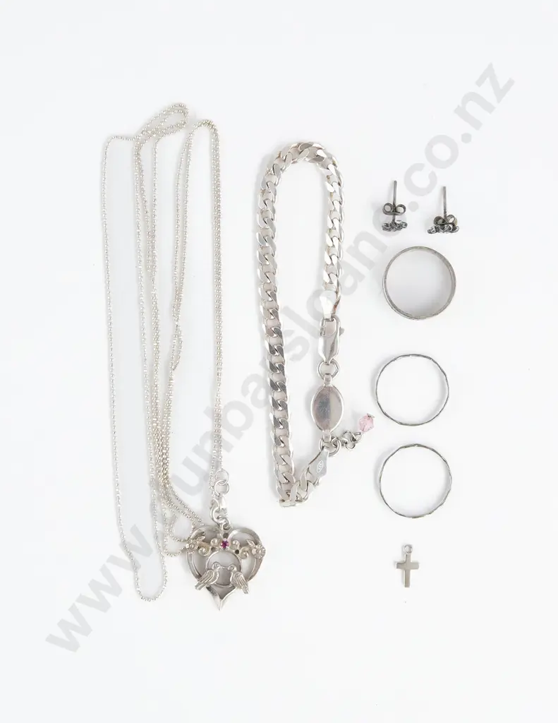 S/S Fine Bead Link Neck Chain with Pendant Image 1++