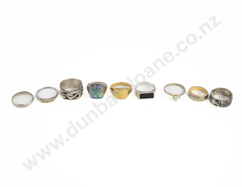 Five Various S/S Rings and Four Metal Rings Image 1++