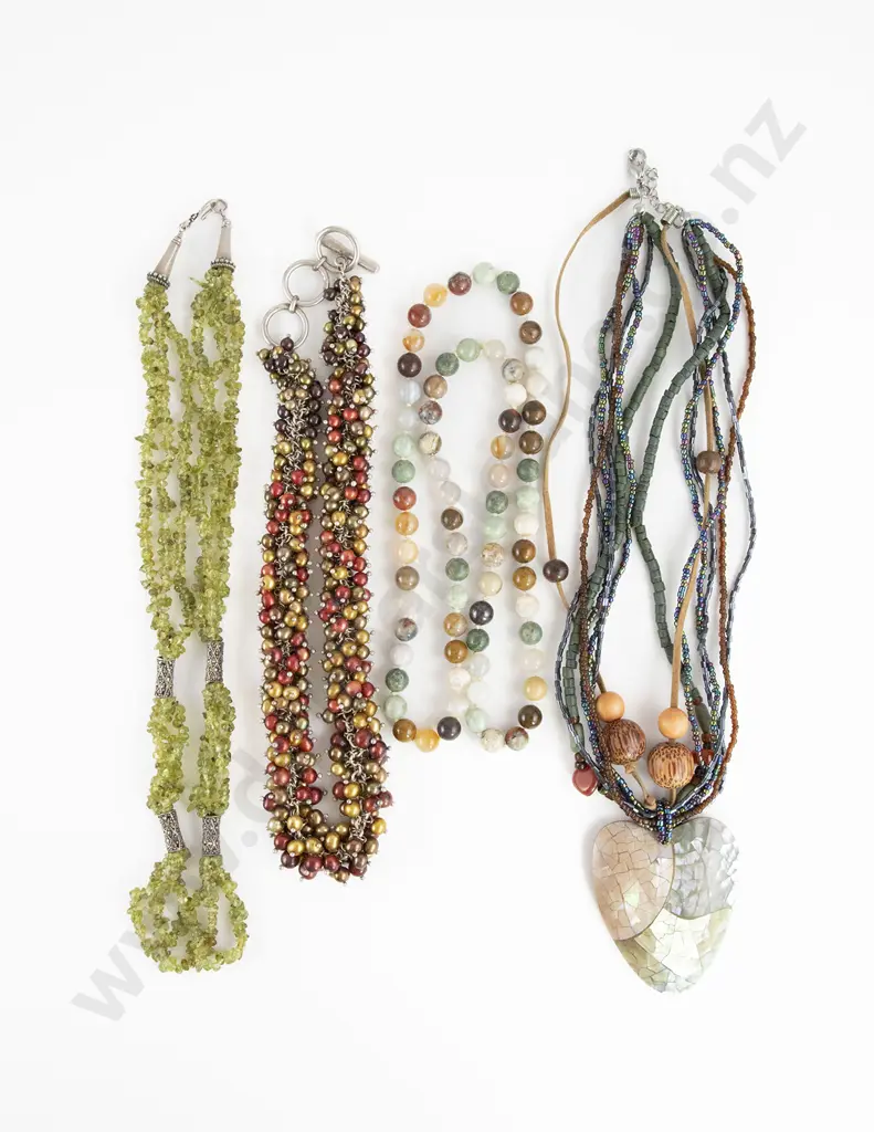 Four Mid/Late C20th Modern Design Bead Necklaces Image 1++