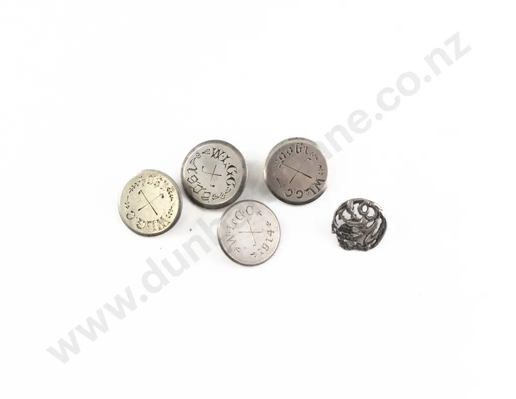 Four NZ Silver WLGC (Whanganui) Ladies Golf Club Buttons Image 1++