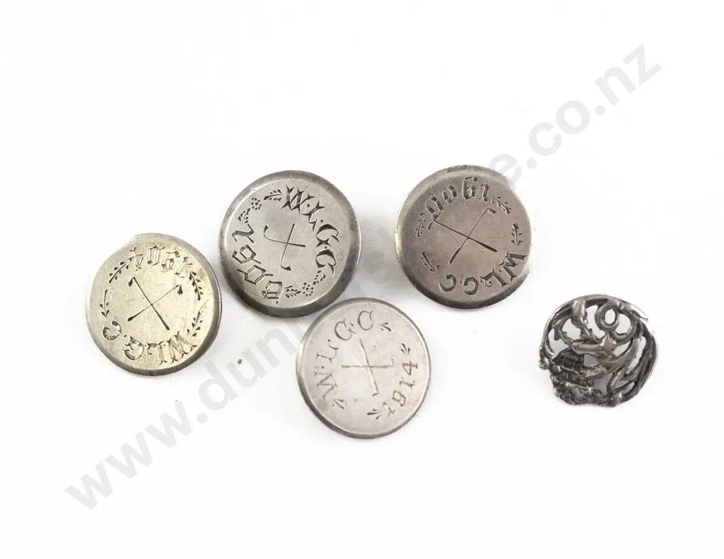 Four NZ Silver WLGC (Whanganui) Ladies Golf Club Buttons Image 1++