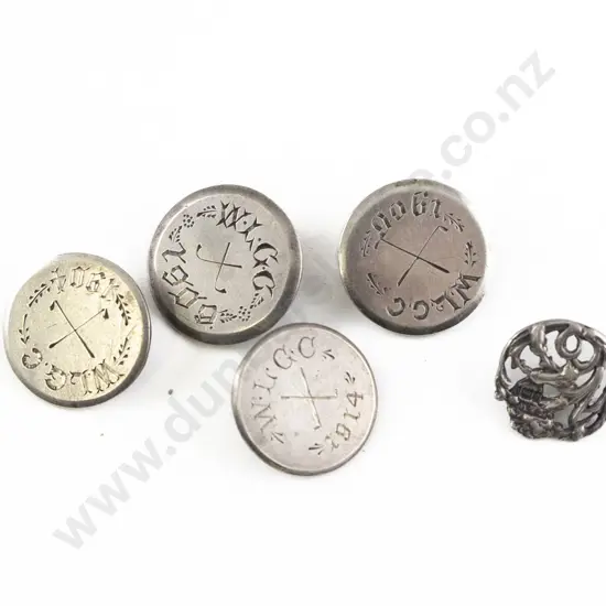Four NZ Silver WLGC (Whanganui) Ladies Golf Club Buttons