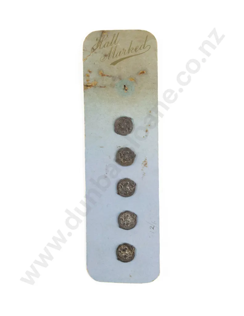 Art Nouveau Original Carded Five S/S Embossed Buttons Image 1++