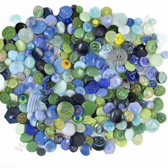 Collection Blue and Green Glass Buttons