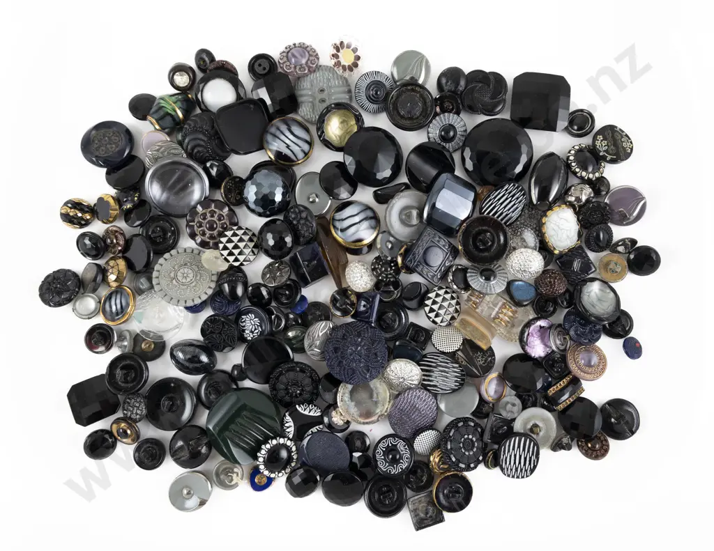 Collection Mixed Black Glass Buttons Image 1++