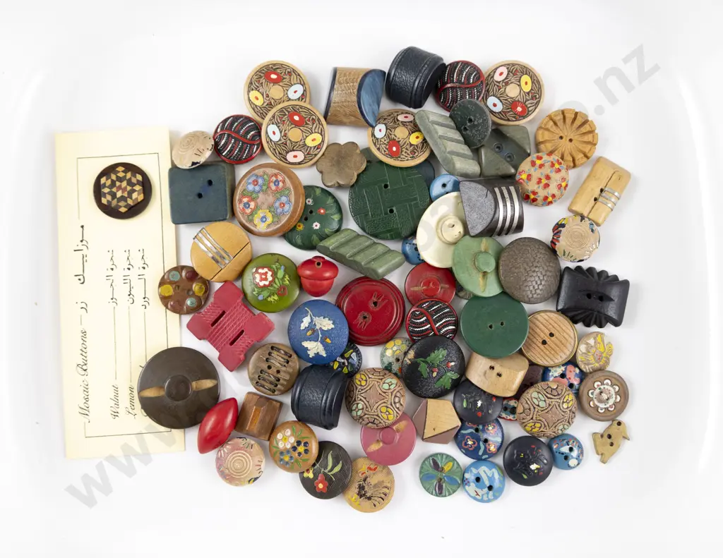 Collection Painted and Pressed Wooden Buttons Image 1++
