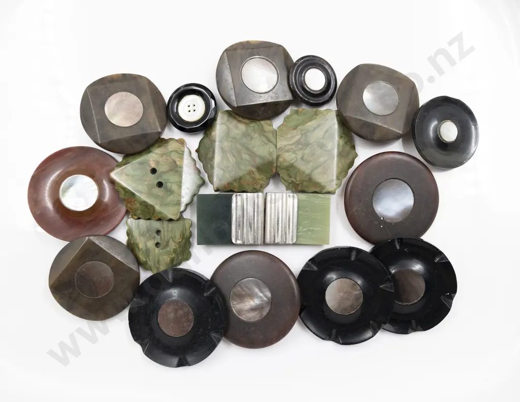 Collection Buttons with MOP Inlays and Bakelite Buckle with Two Matched Buttons Image 1++