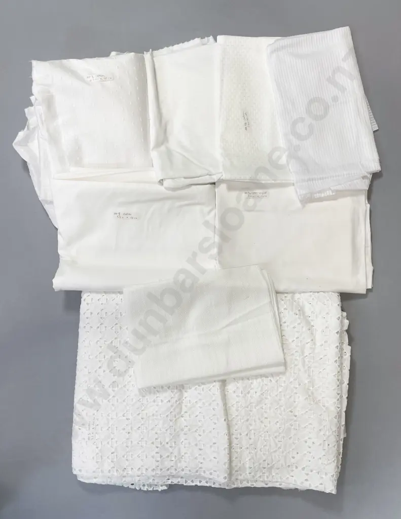 Eight Remnant 100% Cotton White Material Pieces Image 1++