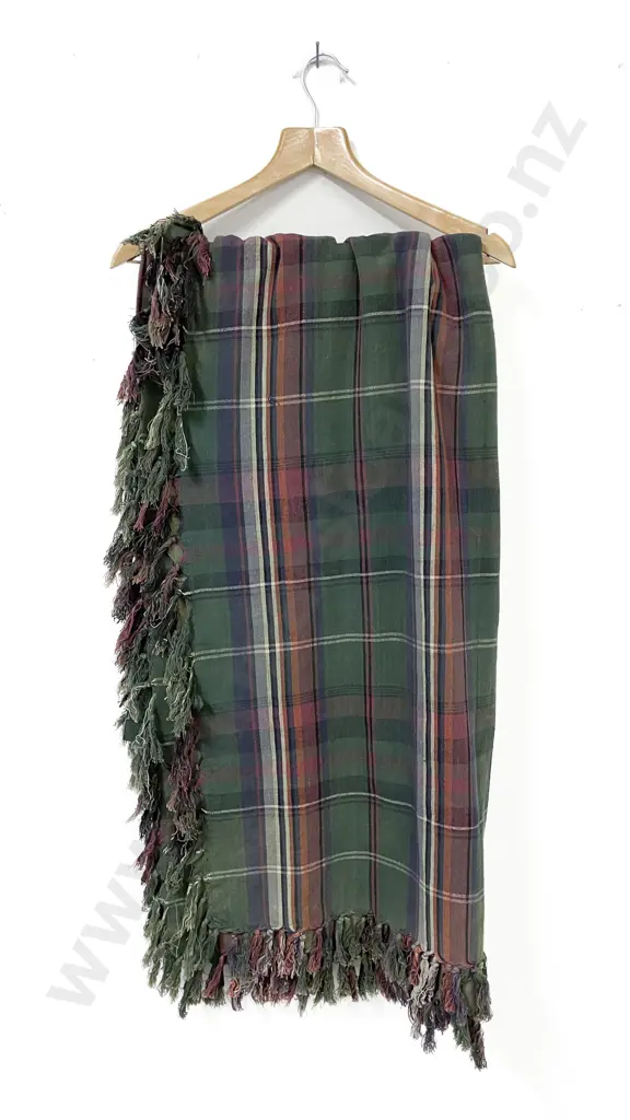 Pair Vintage Tartan Linen Bed Covers Image 1++
