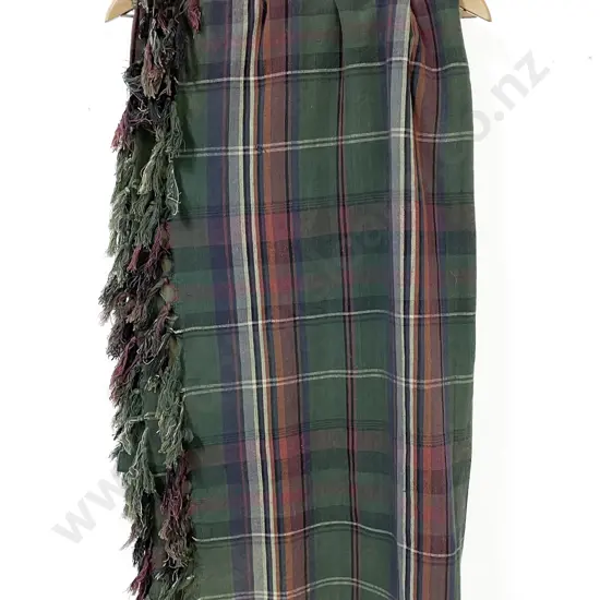 Pair Vintage Tartan Linen Bed Covers