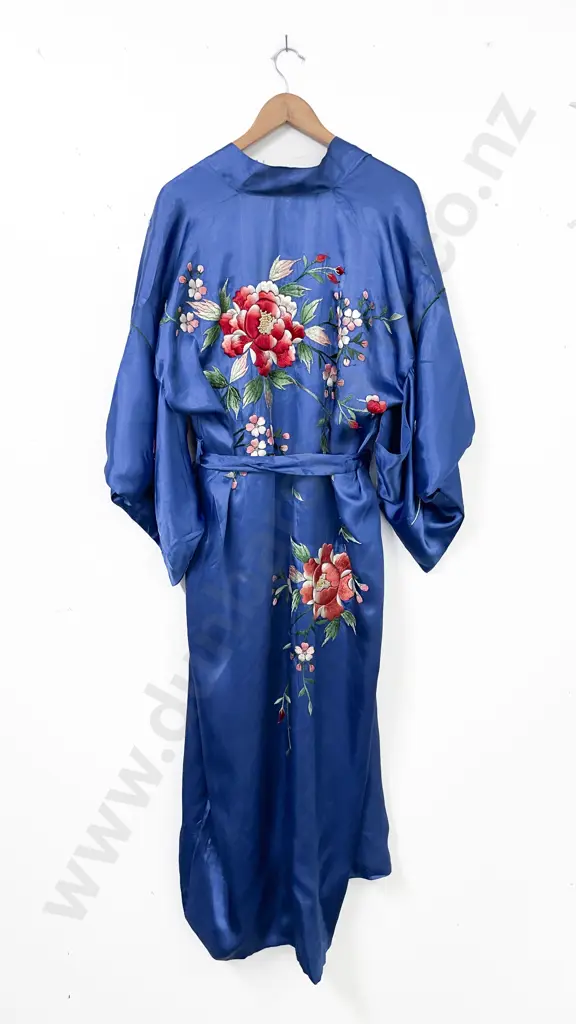 Japanese Blue Satin Kimono Housecoat Image 1++