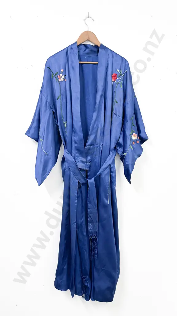 Japanese Blue Satin Kimono Housecoat Image 1++