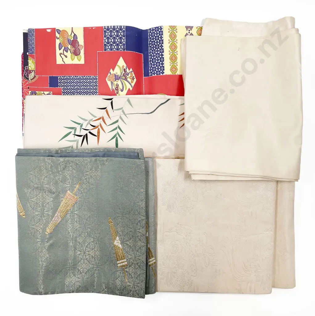 Four Vintage Japanese Kimono Sashes and Ten Paper Panels Image 1++