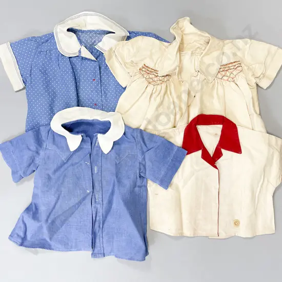 C1920's Blue Red and Cream Linen Toddler Outfits