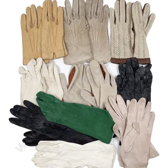 Collection Vintage Gloves Umbrella and Hat Feathers