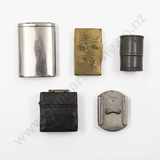 Five Assorted Vesta Cases; Bryant & Mays London Cylindrical Case