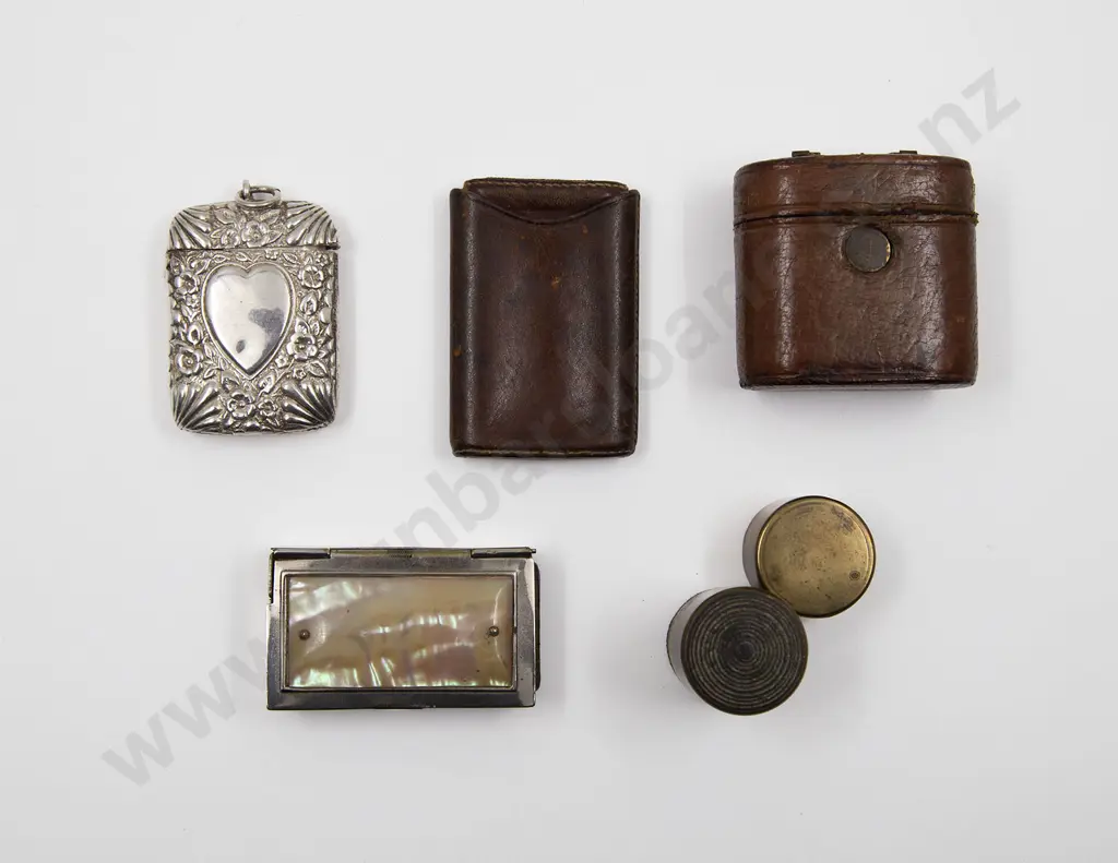 Five Assorted Vesta Cases; Leather Encased 'Light' Case Image 1++