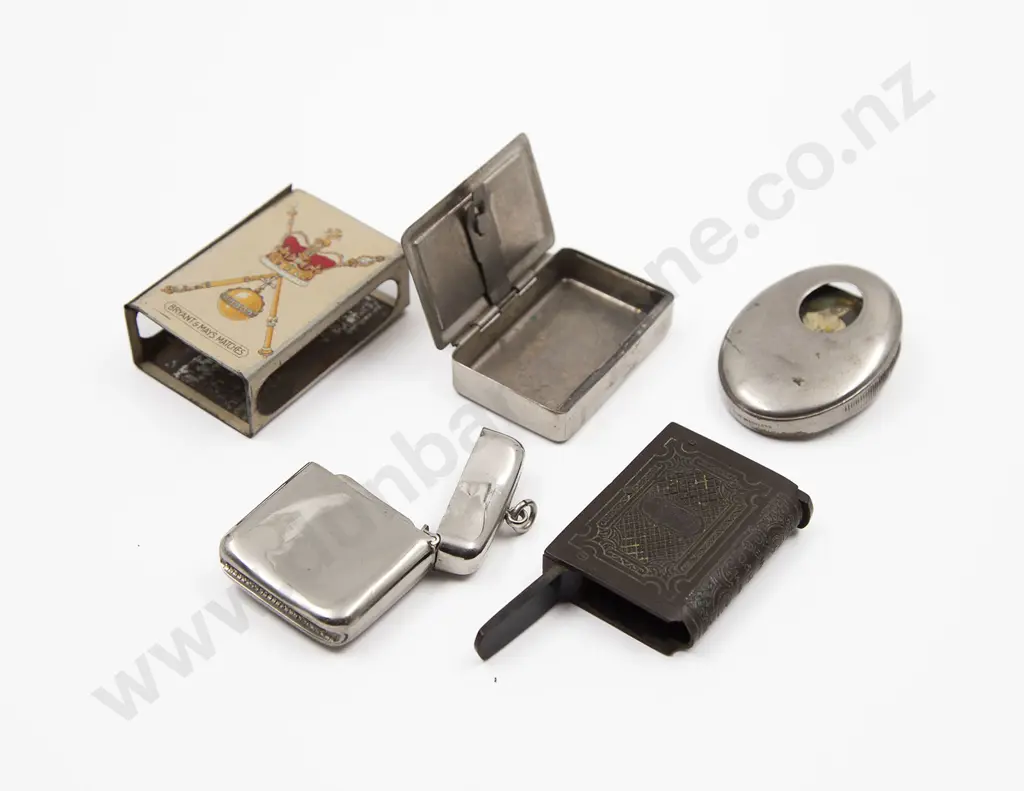Four Vesta Cases and Match Box Sleeve Including; 'Kean's Ltd Naval Outfitters' Case Image 1++