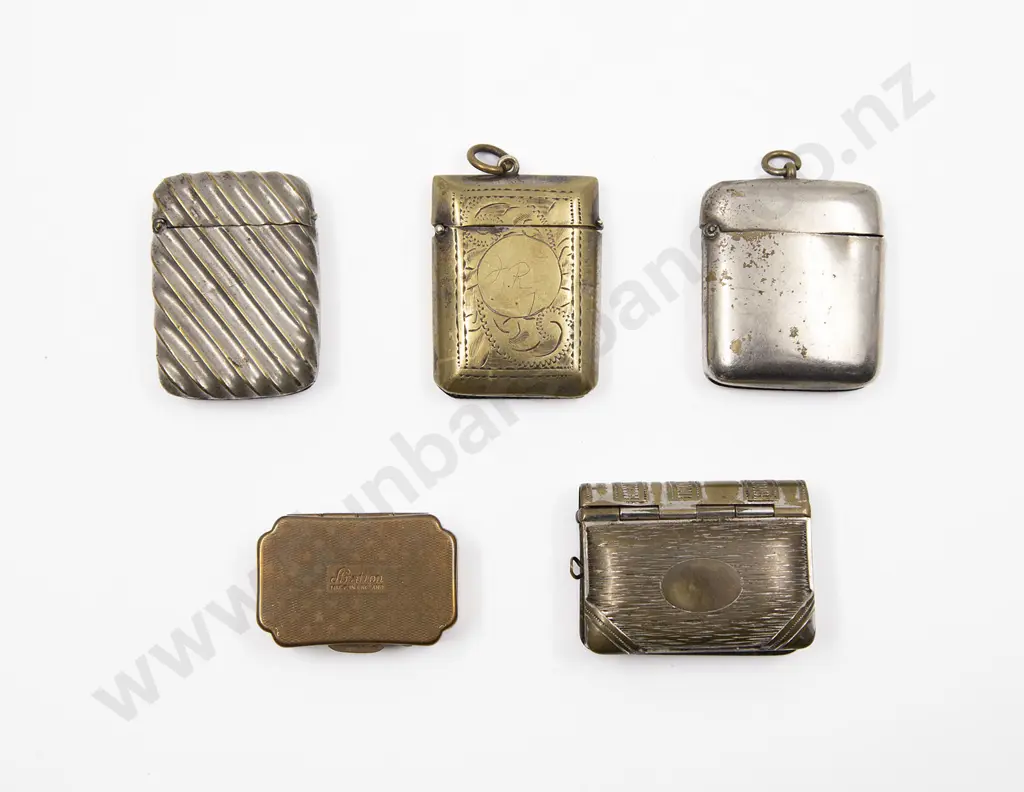 Four Metal Vesta Cases and Box Including; Box Form Vesta Case with Sovereign Holder Image 1++